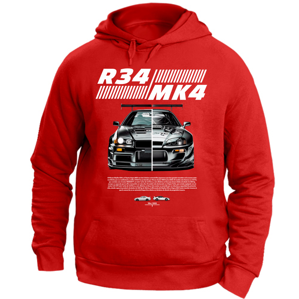 Felpa con Cappuccio Unisex Large r34-mk4 Supra white