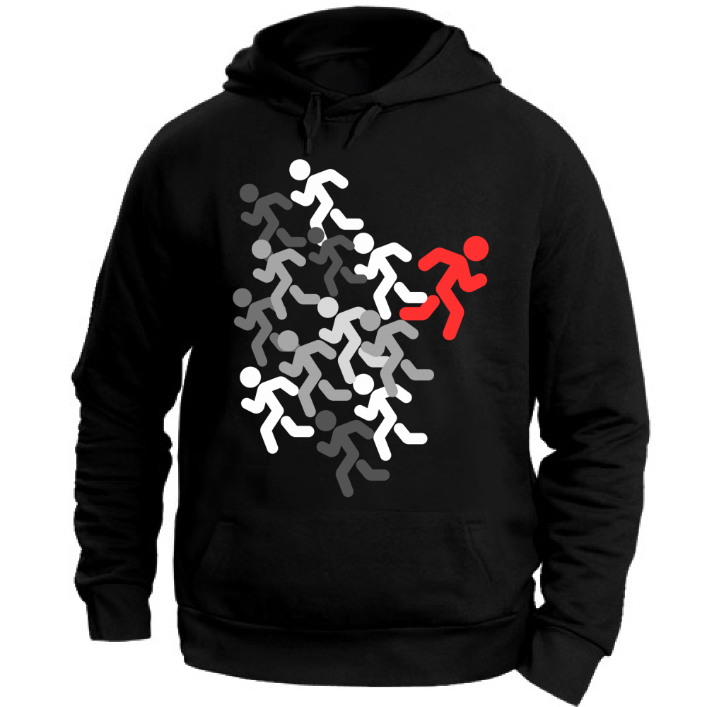 Felpa Unisex con Cappuccio run white-red