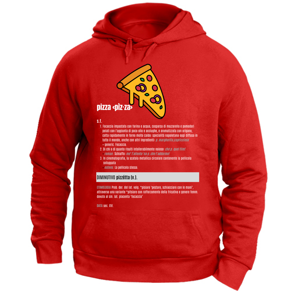Felpa con Cappuccio Unisex Large pizza white