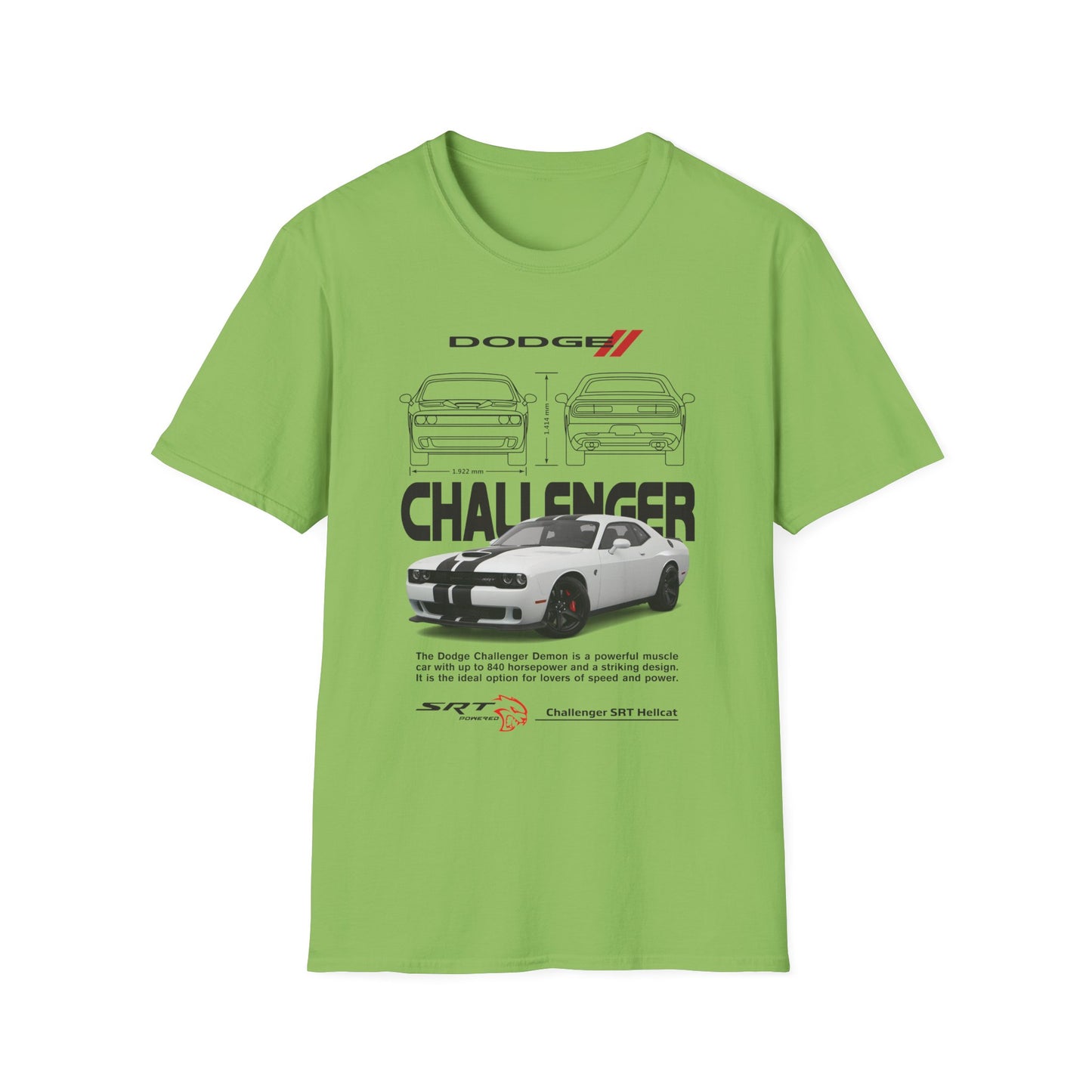 Dodge Challenger Graphic Tee, Car Enthusiast Shirt, Unisex Automotive T-Shirt, Gift for Motorheads, Casual Streetwear