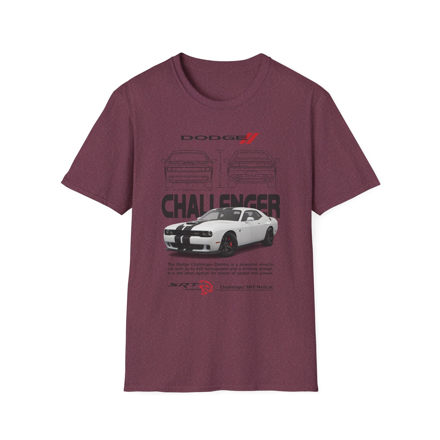 Dodge Challenger Graphic Tee, Car Enthusiast Shirt, Unisex Automotive T-Shirt, Gift for Motorheads, Casual Streetwear