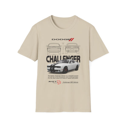 Dodge Challenger Graphic Tee, Car Enthusiast Shirt, Unisex Automotive T-Shirt, Gift for Motorheads, Casual Streetwear