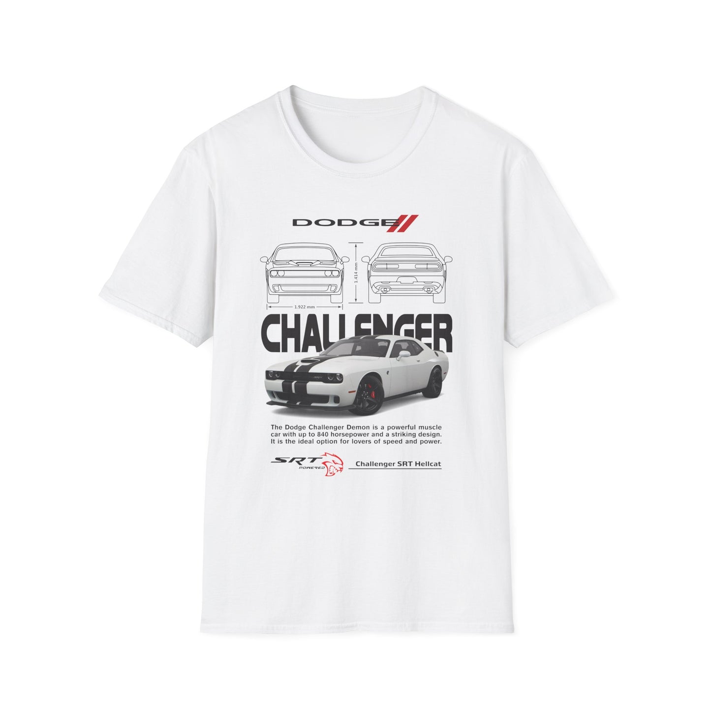Dodge Challenger Graphic Tee, Car Enthusiast Shirt, Unisex Automotive T-Shirt, Gift for Motorheads, Casual Streetwear