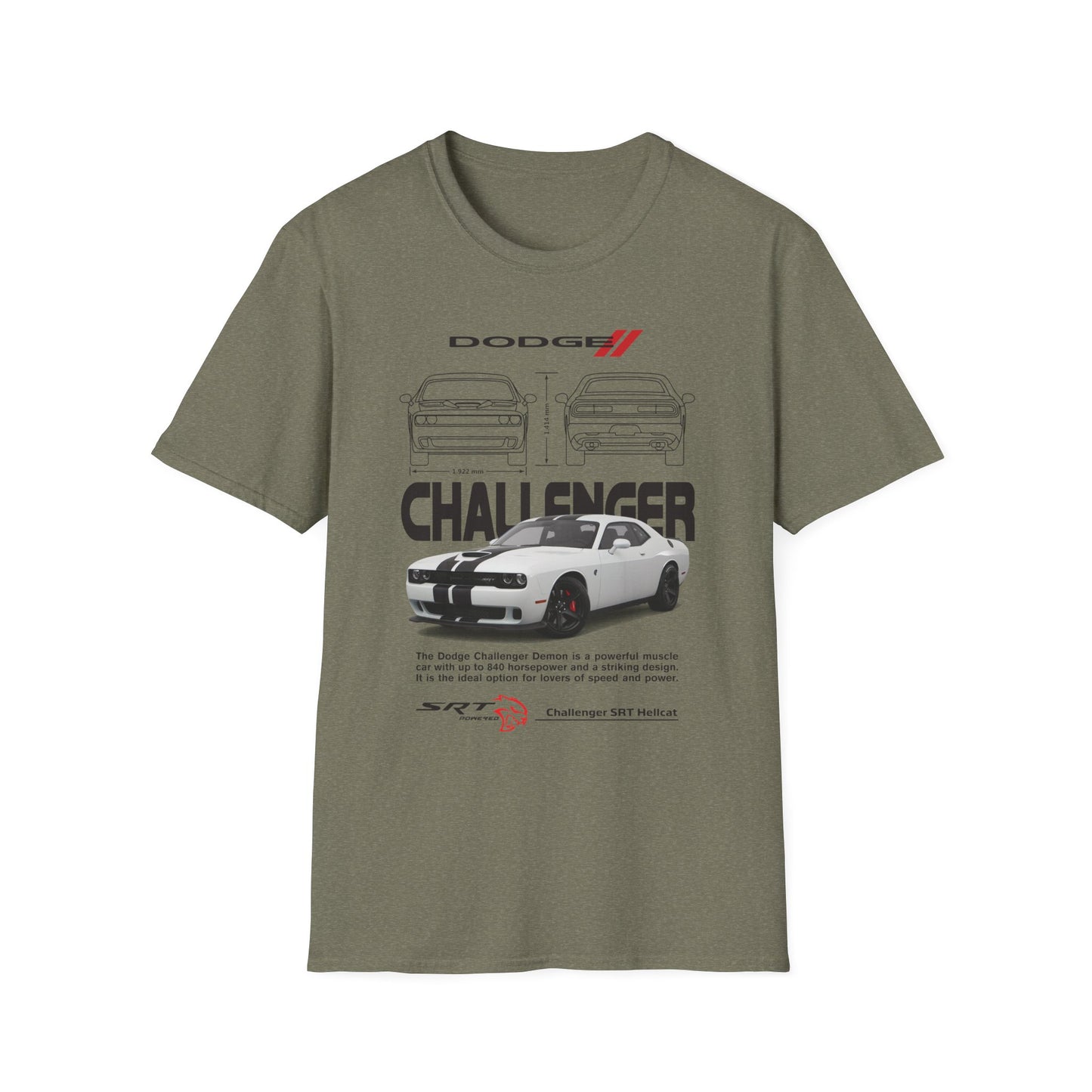 Dodge Challenger Graphic Tee, Car Enthusiast Shirt, Unisex Automotive T-Shirt, Gift for Motorheads, Casual Streetwear