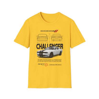 Dodge Challenger Graphic Tee, Car Enthusiast Shirt, Unisex Automotive T-Shirt, Gift for Motorheads, Casual Streetwear