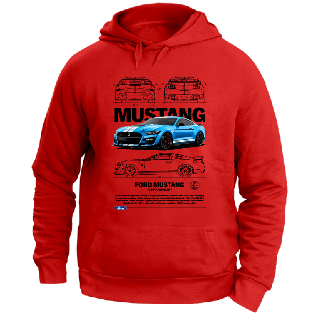 Felpa con Cappuccio Unisex Large mustang gt black
