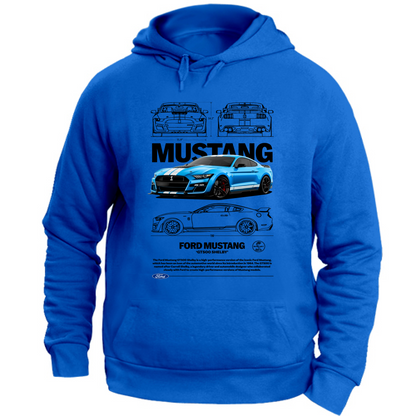 Felpa con Cappuccio Unisex Large mustang gt black