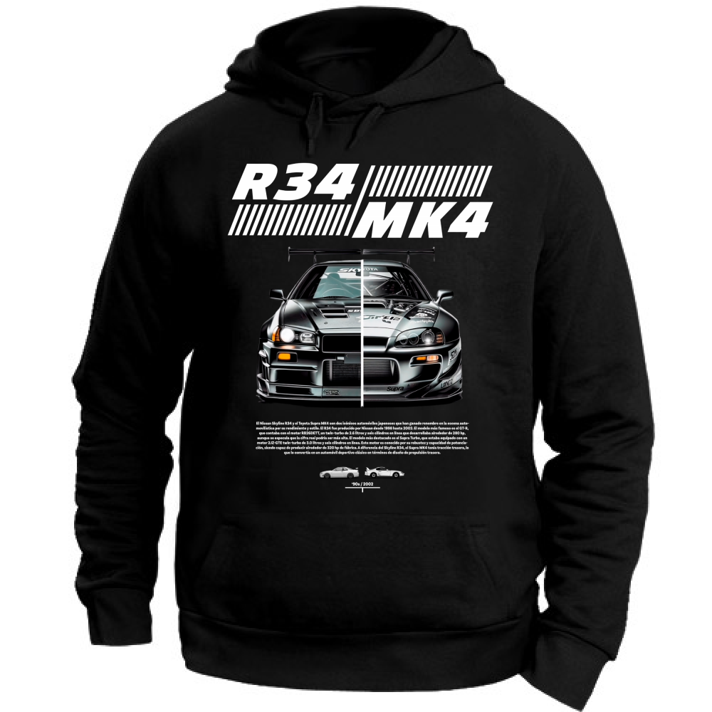 Felpa con Cappuccio Unisex Large r34-mk4 Supra white