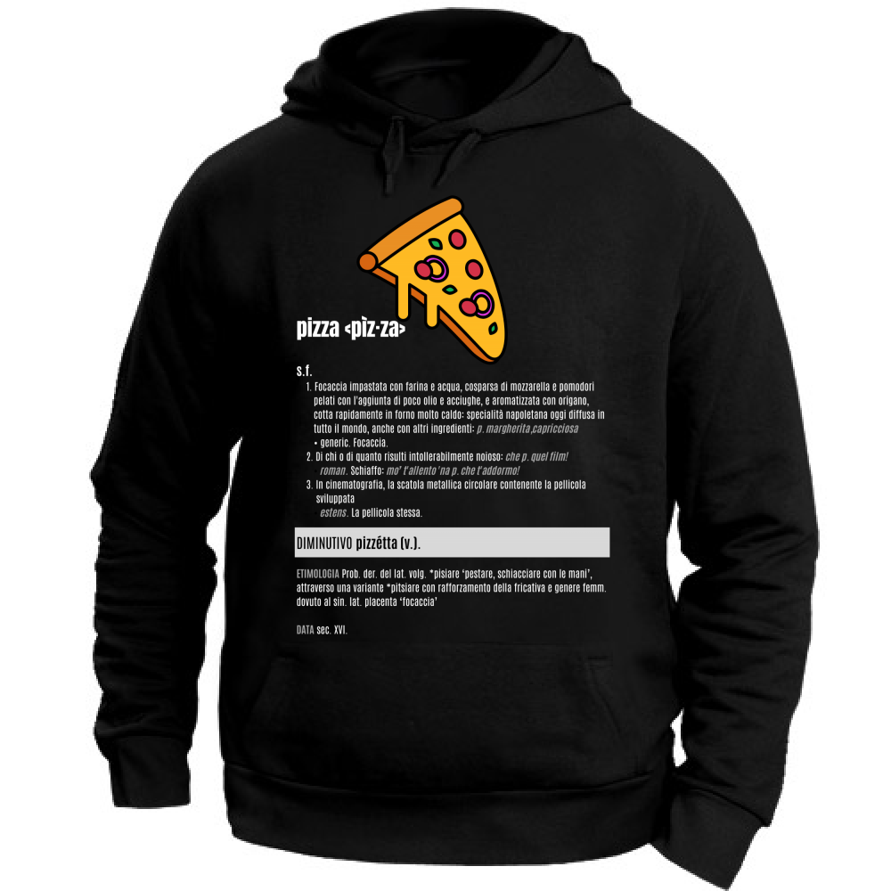 Felpa con Cappuccio Unisex Large pizza white