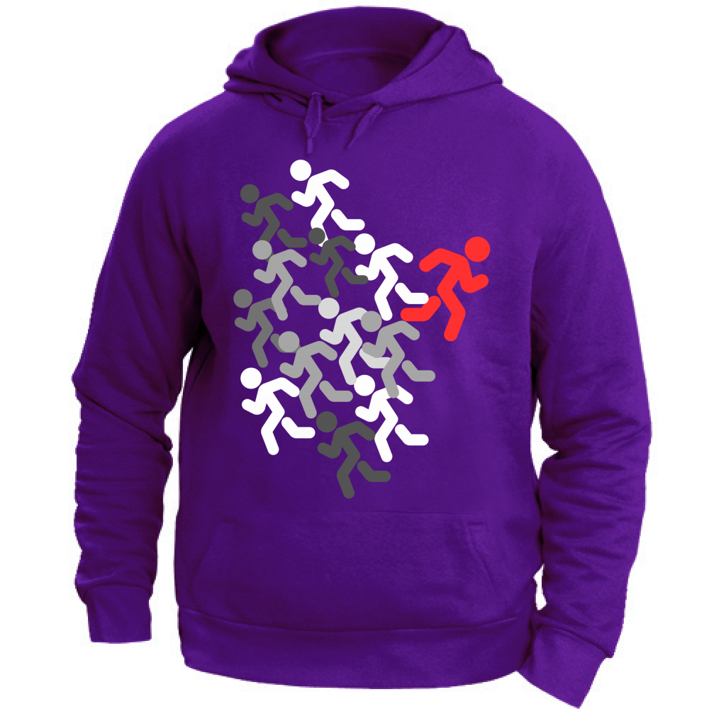 Felpa Unisex con Cappuccio run white-red