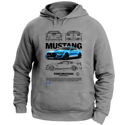 Felpa con Cappuccio Unisex Large mustang gt black