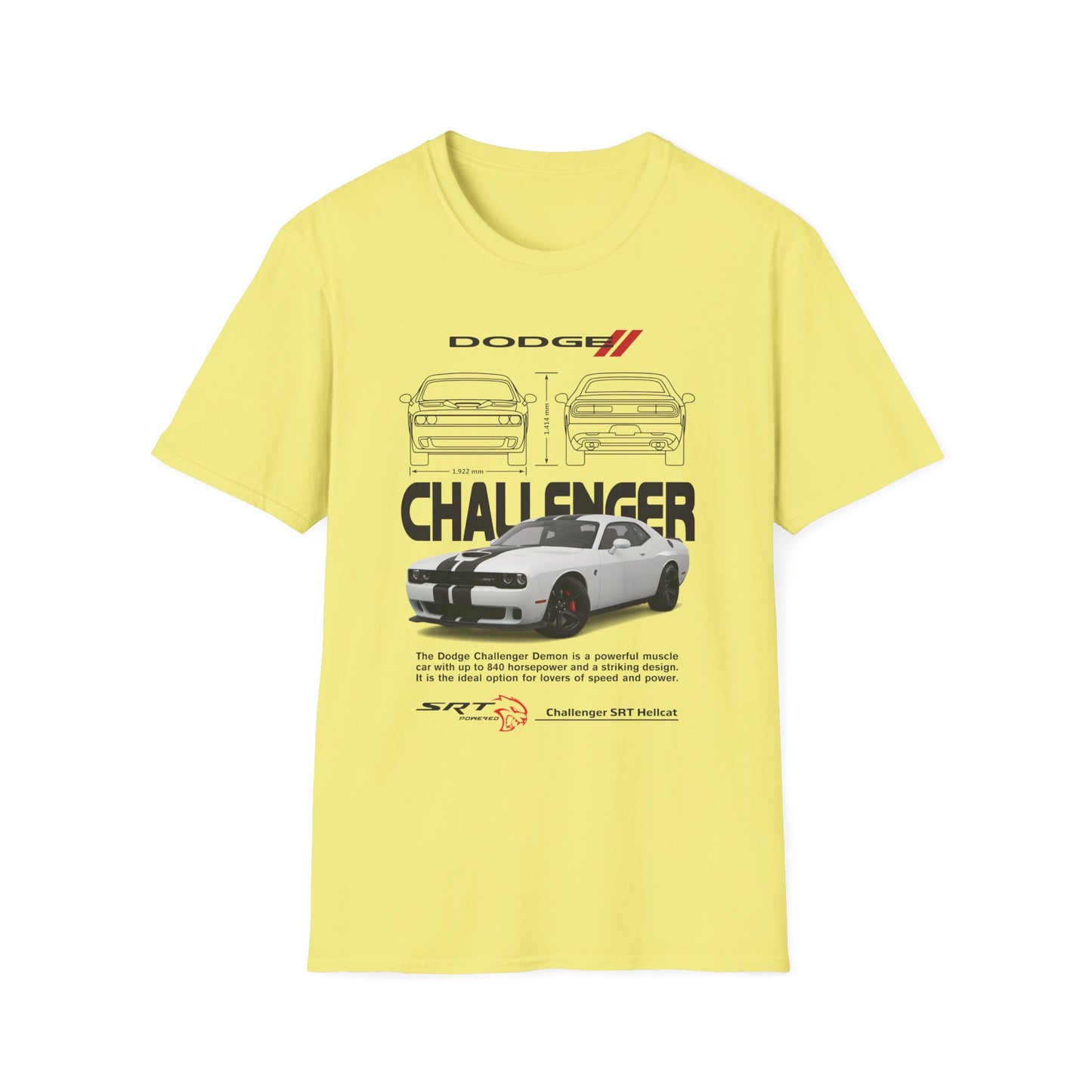 Dodge Challenger Graphic Tee, Car Enthusiast Shirt, Unisex Automotive T-Shirt, Gift for Motorheads, Casual Streetwear