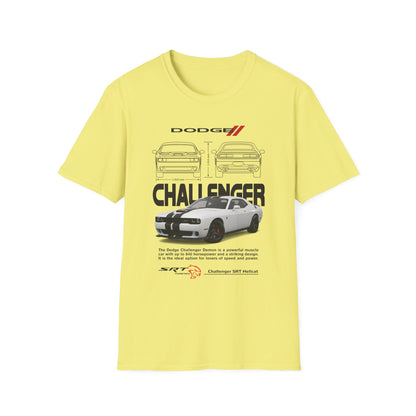 Dodge Challenger Graphic Tee, Car Enthusiast Shirt, Unisex Automotive T-Shirt, Gift for Motorheads, Casual Streetwear
