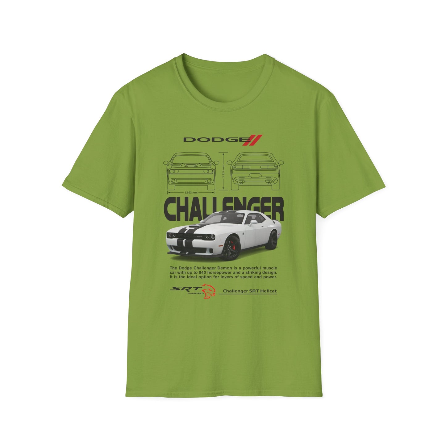 Dodge Challenger Graphic Tee, Car Enthusiast Shirt, Unisex Automotive T-Shirt, Gift for Motorheads, Casual Streetwear