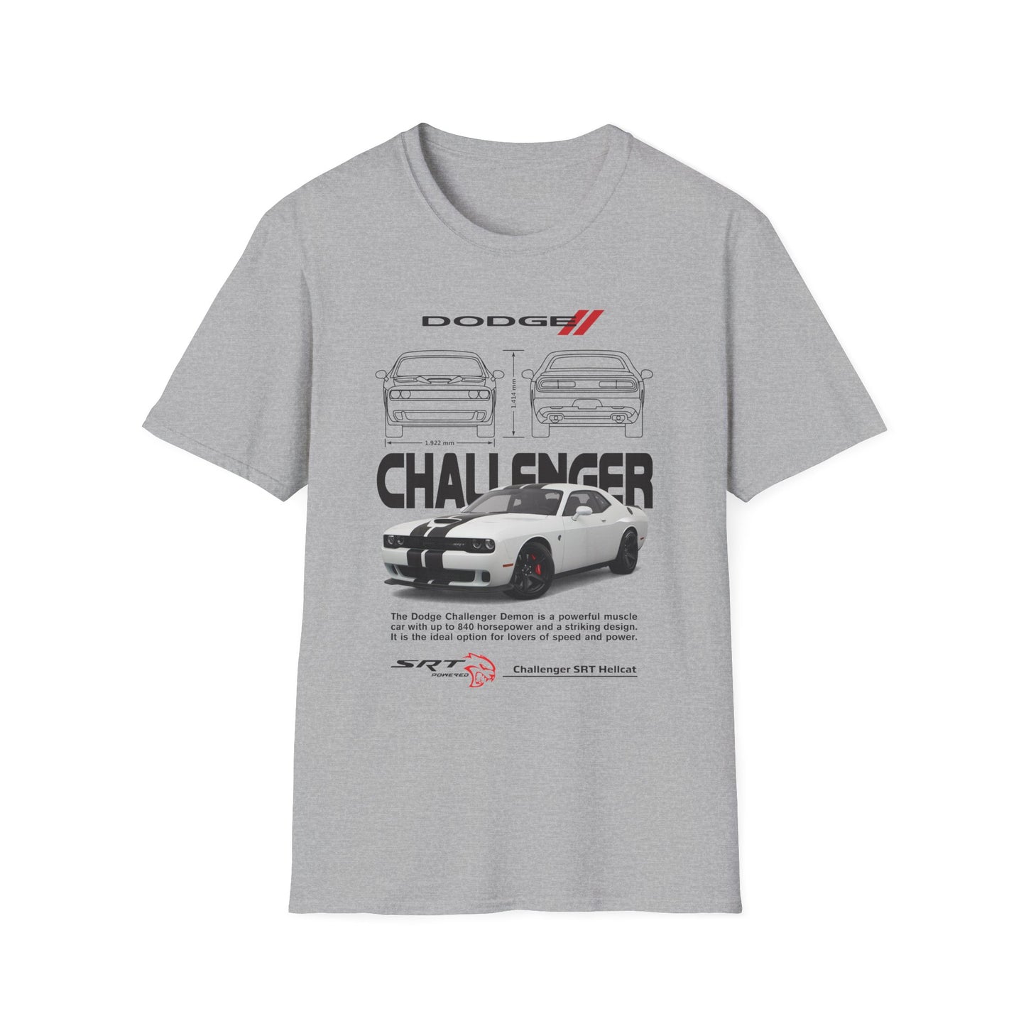 Dodge Challenger Graphic Tee, Car Enthusiast Shirt, Unisex Automotive T-Shirt, Gift for Motorheads, Casual Streetwear