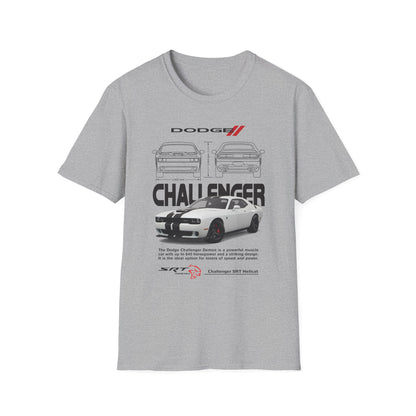 Dodge Challenger Graphic Tee, Car Enthusiast Shirt, Unisex Automotive T-Shirt, Gift for Motorheads, Casual Streetwear