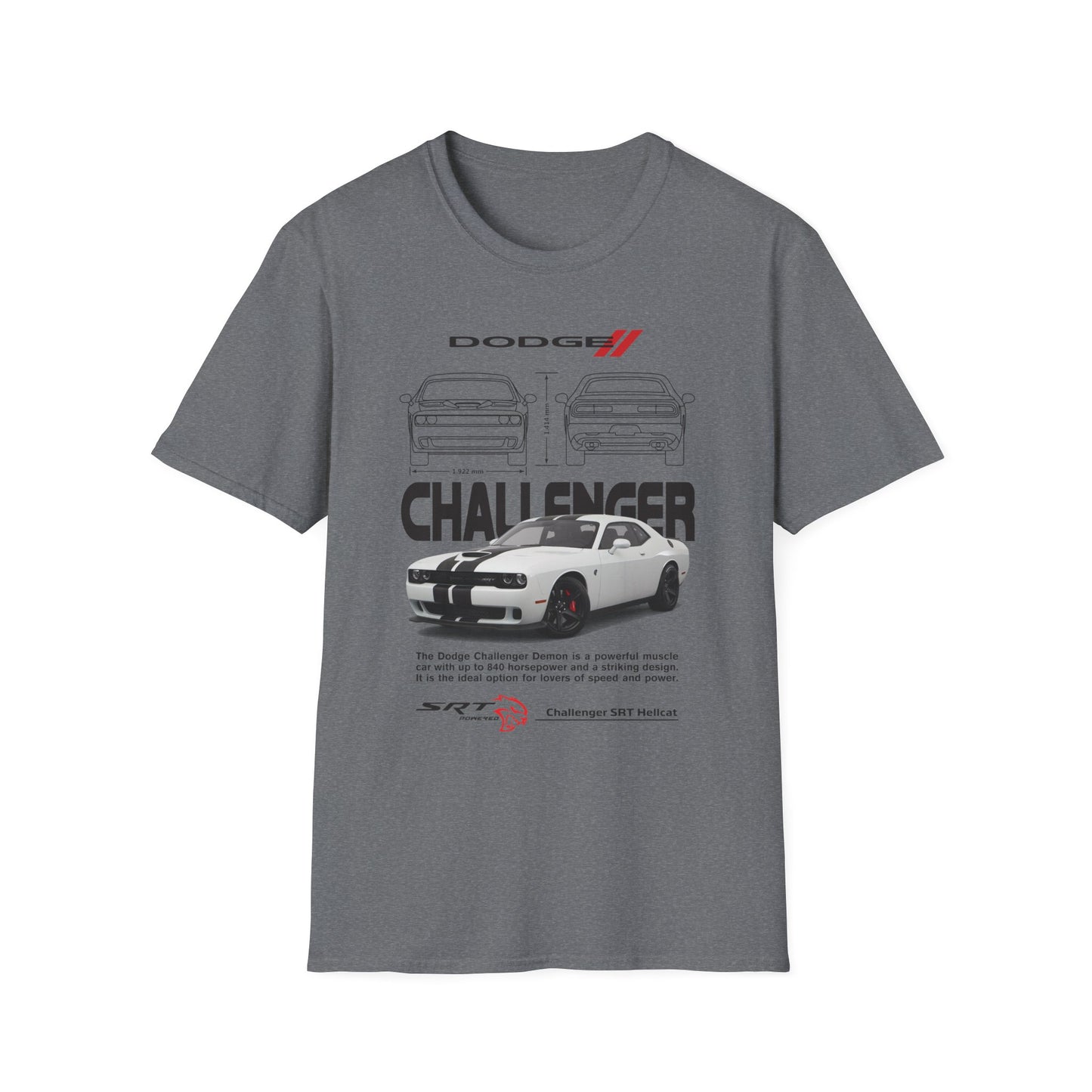 Dodge Challenger Graphic Tee, Car Enthusiast Shirt, Unisex Automotive T-Shirt, Gift for Motorheads, Casual Streetwear