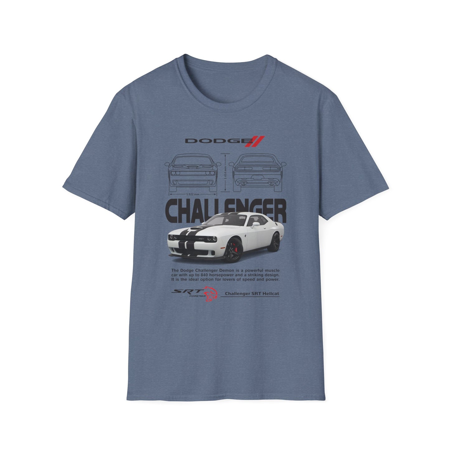 Dodge Challenger Graphic Tee, Car Enthusiast Shirt, Unisex Automotive T-Shirt, Gift for Motorheads, Casual Streetwear