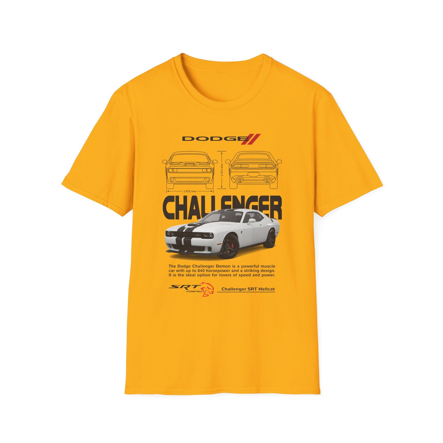 Dodge Challenger Graphic Tee, Car Enthusiast Shirt, Unisex Automotive T-Shirt, Gift for Motorheads, Casual Streetwear