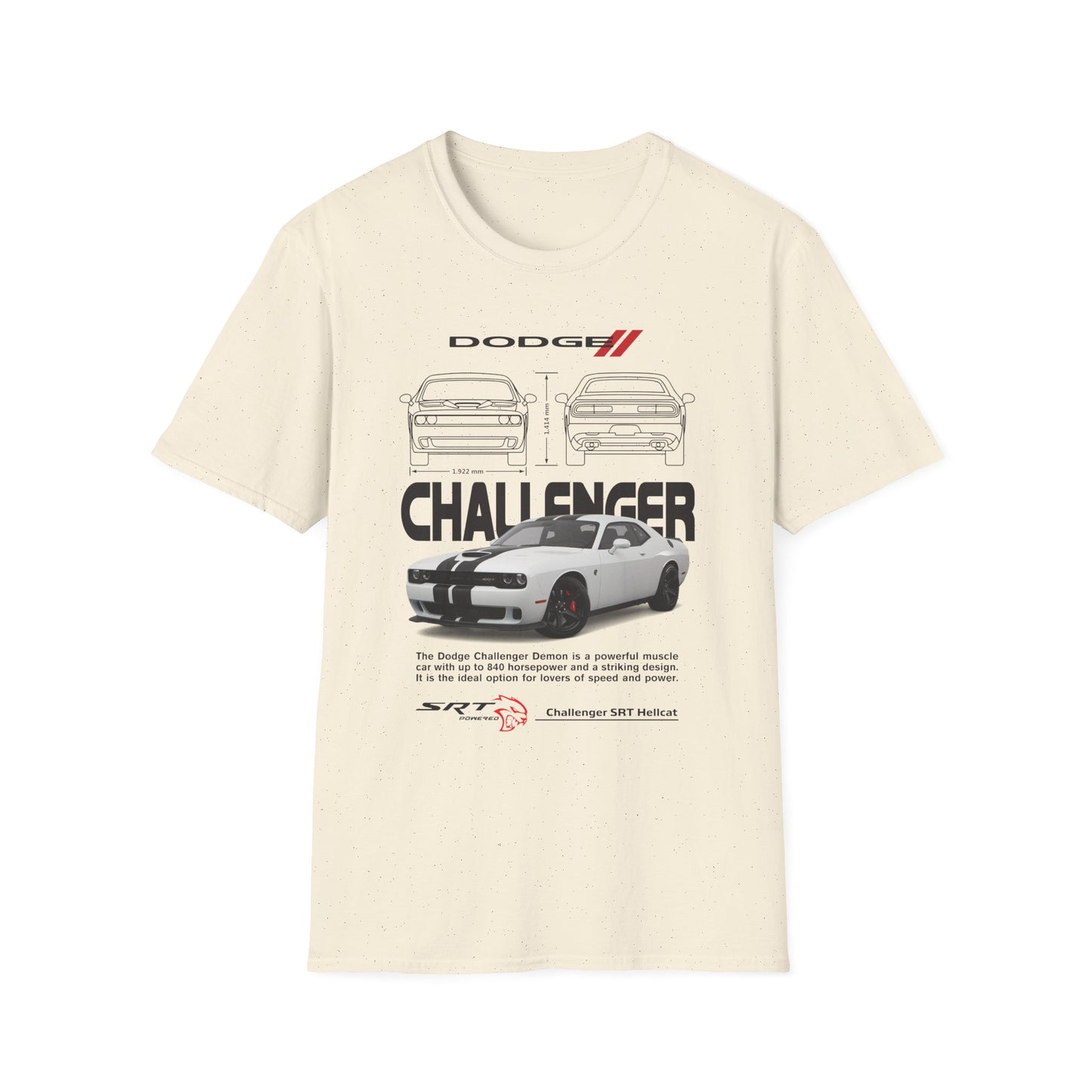 Dodge Challenger Graphic Tee, Car Enthusiast Shirt, Unisex Automotive T-Shirt, Gift for Motorheads, Casual Streetwear