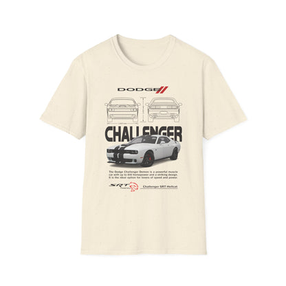 Dodge Challenger Graphic Tee, Car Enthusiast Shirt, Unisex Automotive T-Shirt, Gift for Motorheads, Casual Streetwear