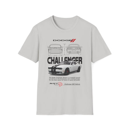 Dodge Challenger Graphic Tee, Car Enthusiast Shirt, Unisex Automotive T-Shirt, Gift for Motorheads, Casual Streetwear